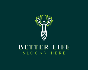 Organic Wellness Woman Tree  logo design