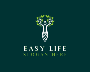 Organic Wellness Woman Tree  logo design