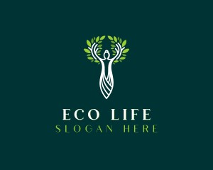 Organic Wellness Woman Tree  logo design