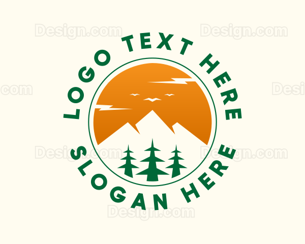 Mountain Pine Tree Circle Logo