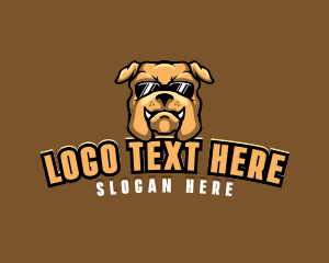 Glasses Bulldog Animal logo design