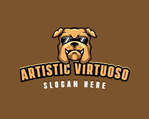 Glasses Bulldog Animal logo design