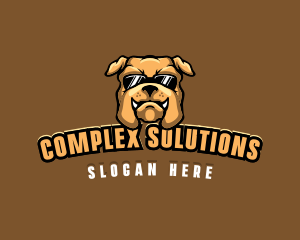 Glasses Bulldog Animal logo design