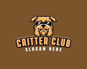 Glasses Bulldog Animal logo design