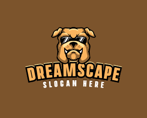 Glasses Bulldog Animal logo design