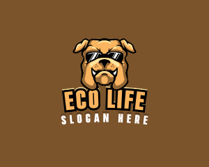 Glasses Bulldog Animal logo design