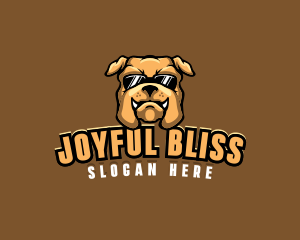 Glasses Bulldog Animal logo design