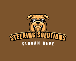 Glasses Bulldog Animal logo design