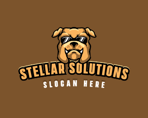 Glasses Bulldog Animal logo design