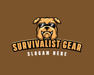 Glasses Bulldog Animal logo design