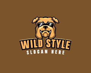 Glasses Bulldog Animal logo design