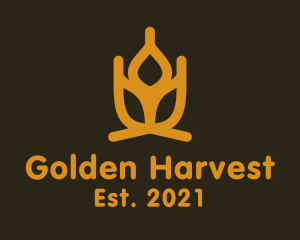 Gold Minimalist Wheat Mill logo design