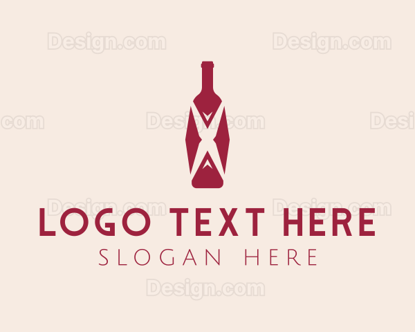 Letter X Wine Bottle Logo