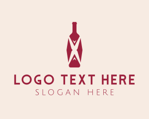 Letter X Wine Bottle logo