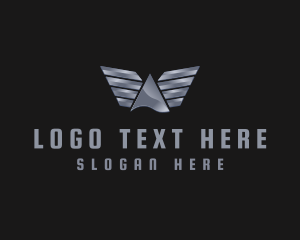 Car - Metallic Letter A Wings logo design