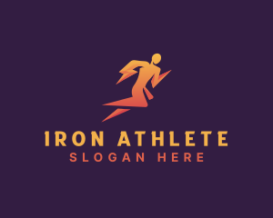 Human Lightning Athlete logo design