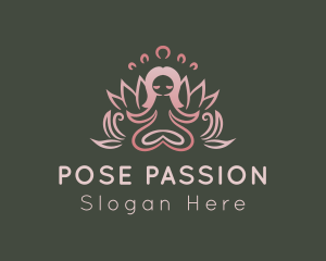 Yoga Lotus Woman logo design