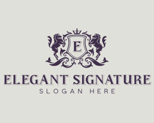 Elegant Horse Heraldry logo design