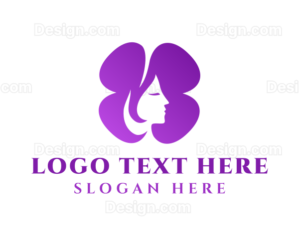 Purple Beautiful Lady Flower Logo