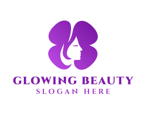Purple Beautiful Lady Flower Logo