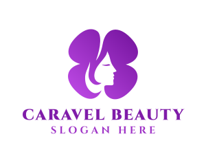 Purple Beautiful Lady Flower logo design