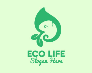 Green Leaf Chameleon logo design