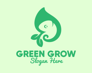 Green Leaf Chameleon logo design