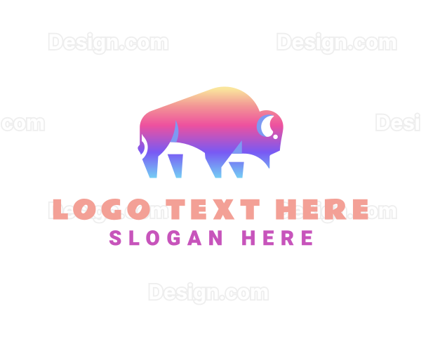 Wildlife Bison Animal Logo