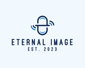 Blue Medicine Signal Letter E logo design