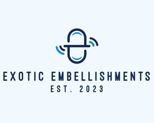 Blue Medicine Signal Letter E logo design