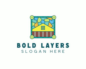 Stained Glass Rural House logo design