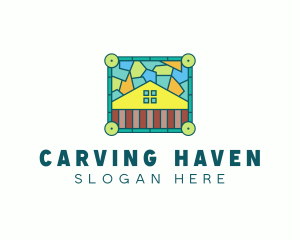 Stained Glass Rural House logo design