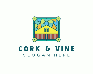 Stained Glass Rural House logo design