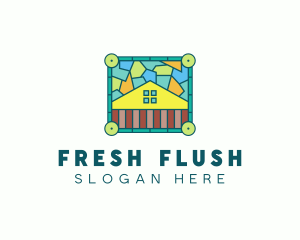 Stained Glass Rural House logo design