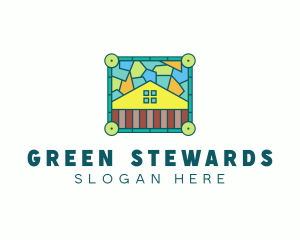 Stained Glass Rural House logo design