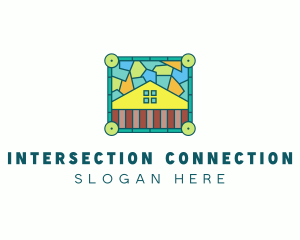 Stained Glass Rural House logo design