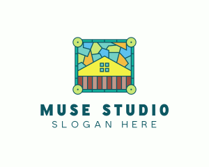 Stained Glass Rural House logo design