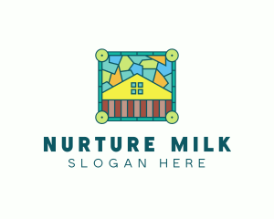 Stained Glass Rural House logo design