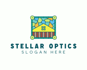 Stained Glass Rural House logo design