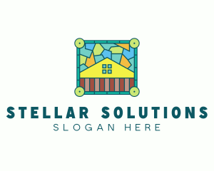 Stained Glass Rural House logo design