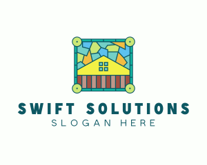 Stained Glass Rural House logo design