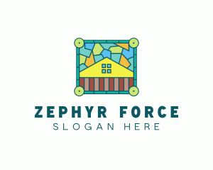 Stained Glass Rural House logo design