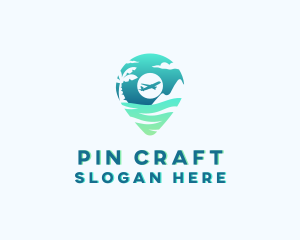 Airplane Trave Pin Location Pin logo design