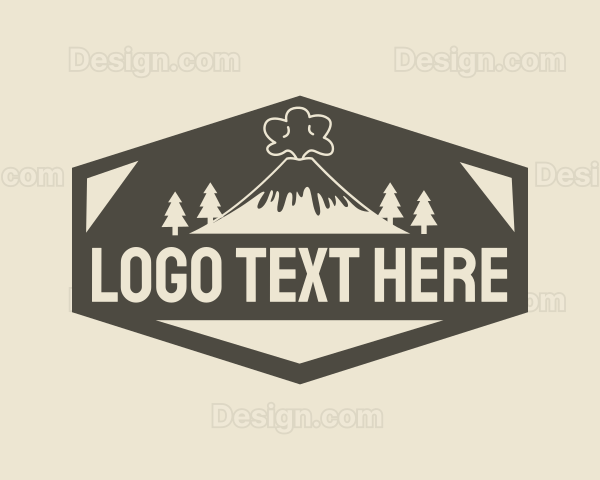 Hexagon Retro Volcano Logo