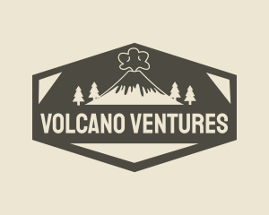 Hexagon Retro Volcano logo design