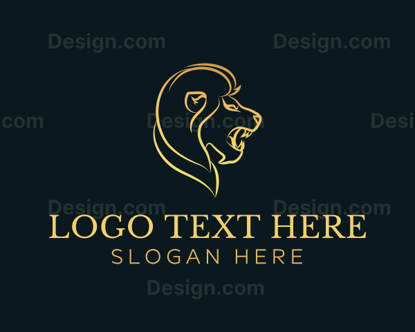 Gold Lion Animal Logo