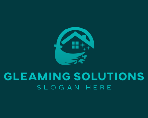 Mop Cleaning Housekeeping logo design