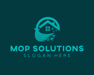 Mop Cleaning Housekeeping logo design