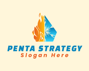 Pentagon Fire Snowflake logo design