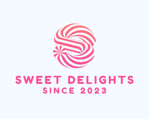 Striped Candy Letter S logo